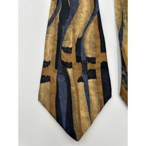 Zianetti Italian silk collection Neck Tie Gold Blue Abstract 100% silk